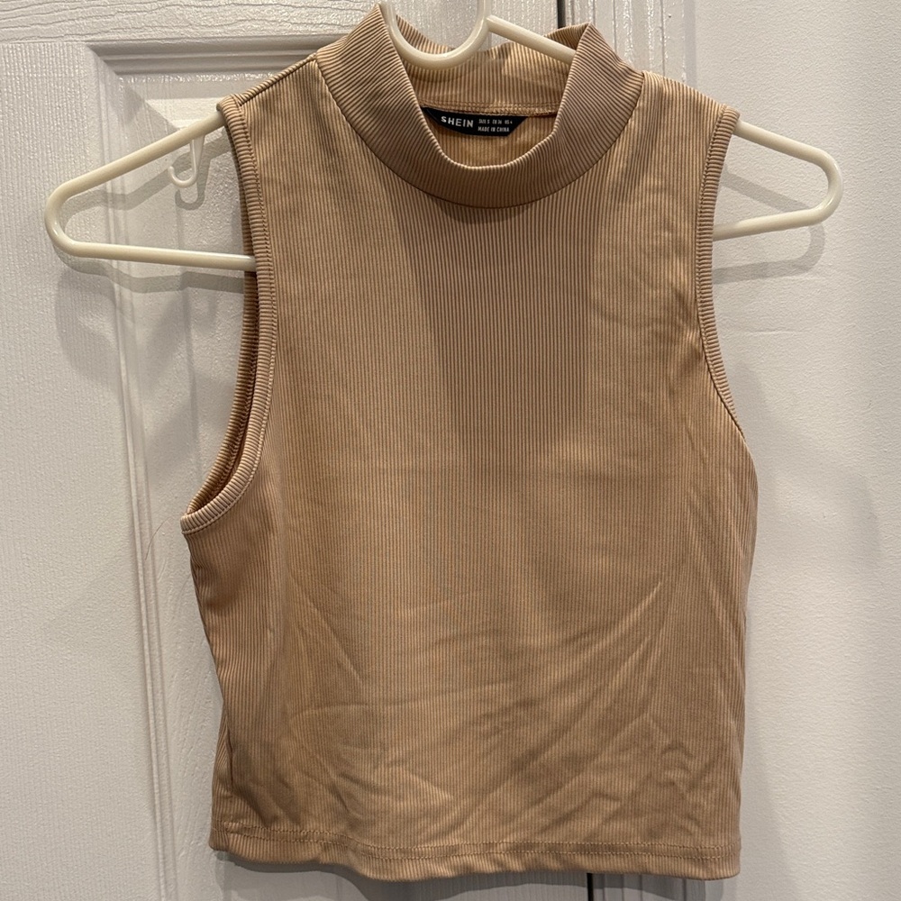 SHEIN Camel Ribbed Tank Top. Size Small